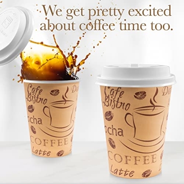 Disposable Paper Cups with Lids - 50 Pack Eco Friendly