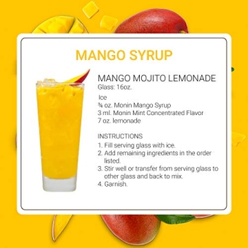 Monin Mango Syrup for Cocktails, Sodas & Lemonades - 1L