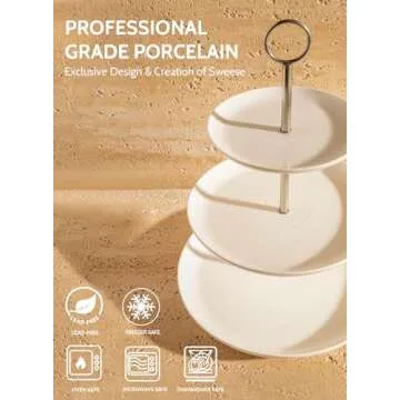 Sweese 3 Tier Cupcake Stand- White Porcelain Cake Stand- Dessert Stand, Tiered Serving Trays for Parties