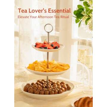 Sweese 3 Tier Cupcake Stand- White Porcelain Cake Stand- Dessert Stand, Tiered Serving Trays for Parties