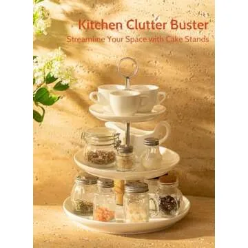 Sweese 3 Tier Cupcake Stand- White Porcelain Cake Stand- Dessert Stand, Tiered Serving Trays for Parties