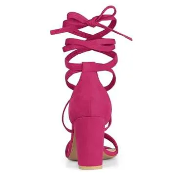 Allegra K Chunky Lace Up High Heels for Women