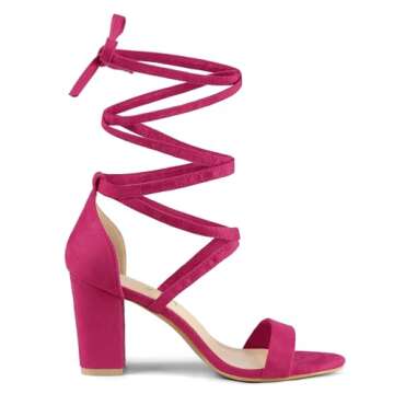 Allegra K Chunky Lace Up High Heels for Women