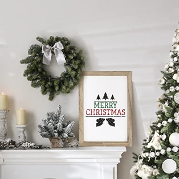 KIBAGA Farmhouse Wall Decor Signs For Christmas Decorations With Interchangeable Sayings - Rustic 11x16” Wood Picture Frame with 10 Designs - Easy To Hang Indoor Fall Decor For Your Home