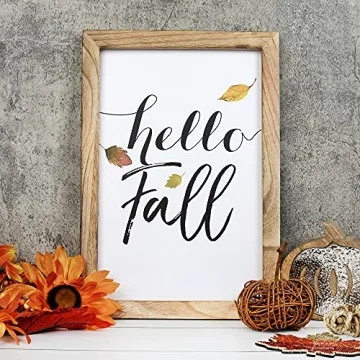 KIBAGA Farmhouse Wall Decor Signs For Christmas Decorations With Interchangeable Sayings - Rustic 11x16” Wood Picture Frame with 10 Designs - Easy To Hang Indoor Fall Decor For Your Home