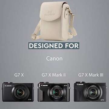 Mega Gear MG1416 Canon PowerShot G7 X Mark II, G7 X Leather Camera Case with Strap, PU Leather, White