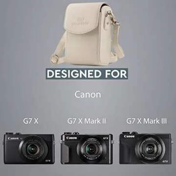 Mega Gear MG1416 Canon PowerShot G7 X Mark II, G7 X Leather Camera Case with Strap, PU Leather, White