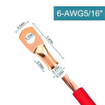 10 PCS Battery Terminal Connectors, Battery Cable Ends Lugs, 6 Gauge Wire Connectors, 6 AWG 5/16" St...
