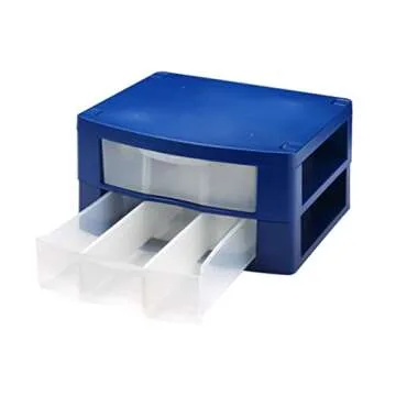 Tools for School Locker Drawer. Includes 2 Removable Drawer Dividers. Heavy Duty. Fits 12" Wide Locker (Blue Double)