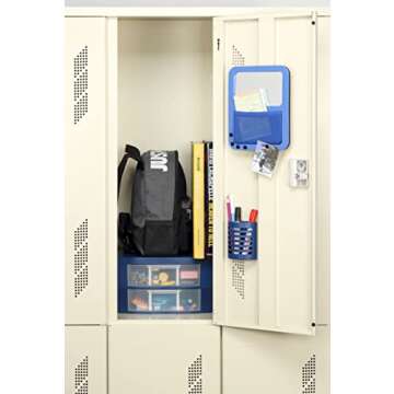 Tools for School Locker Drawer. Includes 2 Removable Drawer Dividers. Heavy Duty. Fits 12" Wide Locker (Blue Double)
