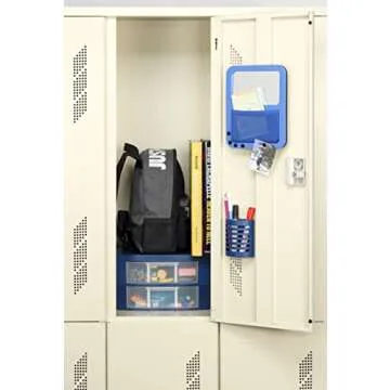 Tools for School Locker Drawer. Includes 2 Removable Drawer Dividers. Heavy Duty. Fits 12" Wide Locker (Blue Double)