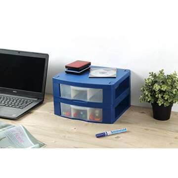 Tools for School Locker Drawer. Includes 2 Removable Drawer Dividers. Heavy Duty. Fits 12" Wide Locker (Blue Double)
