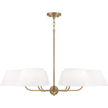 Capital Lighting Welsley Mid-Century Art Deco White Linen Chandelier 6-Light