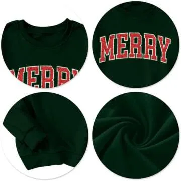 QAUN Merry Christmas Sweatshirt for Women - Oversized Festive Tops