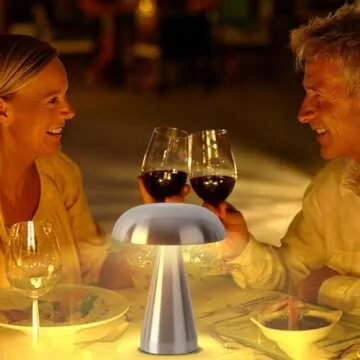 Leroxo Portable LED Table Lamp, Cordless Metal Desk Lamp,3 Color Touch Control Rechargeable Lamp,3-Levels Brightness Room Decor Desk Lamp,Bedside Lamp,Dining Room Lamp (Silver)