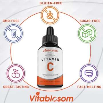 Liposomal Vitamin C 2000mg Liquid for Adults, High Absorption VIT C, Maximize Vitamin C, for Immune System & Antioxidant, 60ML (4 Bottles)