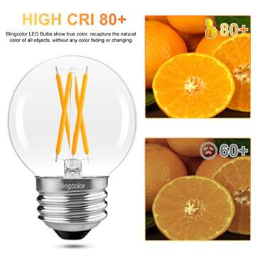 Dimmable E26 LED Bulb 4W Equal E26 40 Watt Light Bulb, 6 Pack G16.5 Light Bulbs Warm White 2700K, 4W LED Globe Small Light Bulbs for Chandelier, Ceiling Fan, Vanity, Wall sconces, AC120V, 400LM