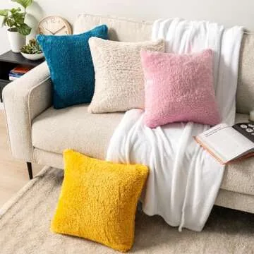 PAVILIA Fluffy Cream Ivory Throw Pillow Covers Set of 2