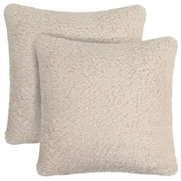 PAVILIA Fluffy Cream Ivory Throw Pillow Covers Set of 2