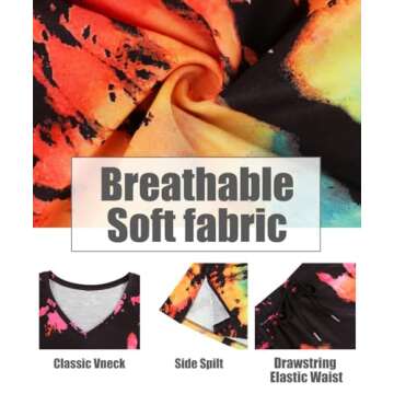 CARCOS Womens Plus Size 2 Piece Shorts Set 2X Tie Dye Summer Track Suits Sets Black Rainbow Short Sleeve Vneck Tshirts Lounge Set for Women Vacation Outfits with Pocket 2XL 18W 20W