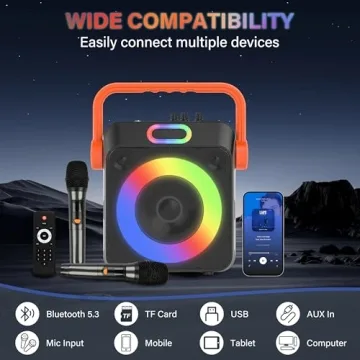 Karaoke Machine with 2 Wireless Microphones - Portable Speaker