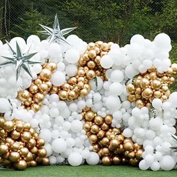 RUBFAC 129pcs White Balloons Different Sizes 18 12 10 5 Inch for Garland Arch,Party Latex Balloons for Birthday Party Wedding Anniversary Baby Shower Party Decoration