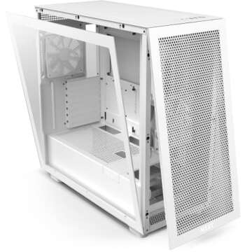 NZXT H7 Flow - CM-H71FW-01 - ATX Mid Tower PC Gaming Case - Front I/O USB Type-C Port - Quick-Release Tempered Glass Side Panel - White