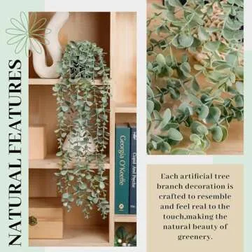 Der Rose 1Pcs Fake Plants Hanging Artificial Decor Faux Potted Eucalyptus Plants for Boho Bathroom Home Wall Shelf Bookcase Decor Indoor