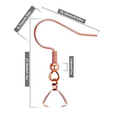 Earring Hooks 50PCS/25Pairs, Stainless Steel Rose Gold Ear Wires Fish Hooks, Hypo-allergenic Jewelry...