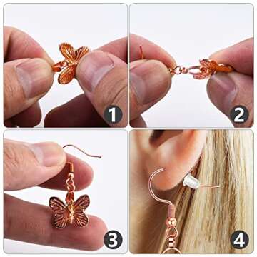 Earring Hooks 50PCS/25Pairs, Stainless Steel Rose Gold Ear Wires Fish Hooks, Hypo-allergenic Jewelry Findings Parts for DIY Jewelry Making