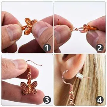 Earring Hooks 50PCS/25Pairs, Stainless Steel Rose Gold Ear Wires Fish Hooks, Hypo-allergenic Jewelry Findings Parts for DIY Jewelry Making