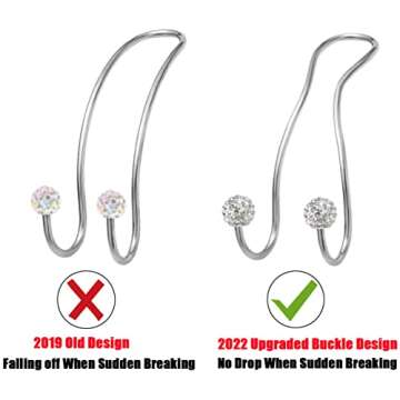 MTGOCHA Bling Purse Hook for Car Headrest Hooks Upgraded Cute Car Seat Hooks for Headrest Car Bag Hooks Car Purse Holder Hook Hanger Bling Car Accessories for Women 2 Pack,Silver