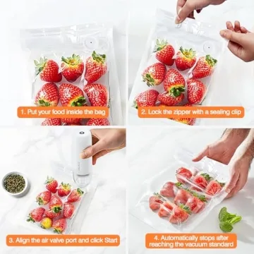Vacuum Sealer for Sealing Food, Handheld Vacuum Pump Comes with 15 Small Vacuum Seal Bags for Clothing,Travel Vacuum Storage Bags with Electric Pump Suitable for Food, Baby Clothes and Toiletries