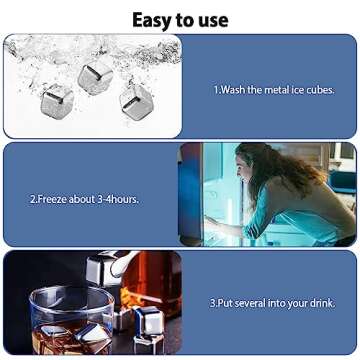 Lecone Whiskey Ice Cubes Reusable Ice Cubes for Drinks, 8PCS Whiskey Stones Set Stainless Steel Ice Cube with Ice Tongs For Whiskey, Vodka, Liqueurs, Wine, Beverage Juice or Soda