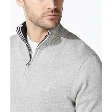 Nautica Men's Quarter-Zip Sweater in Grey Heather