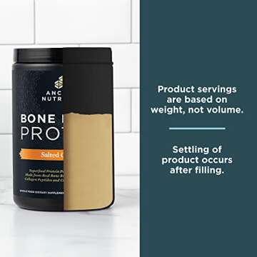Bone Broth Protein Powder by Ancient Nutrition, Salted Caramel, 19g Protein per Serving, Beef, Supports Healthy Skin, Gut Health, Joint Supplement, Gluten Free, Paleo and Keto Friendly, 20 Servings