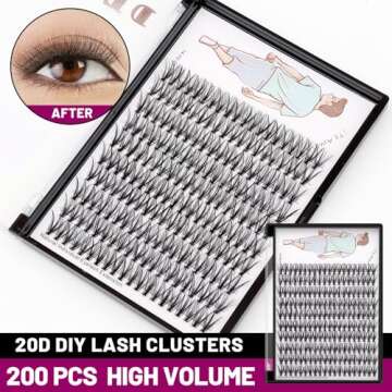 Dedila 8-20mm Available 200Pcs Handmade Natural long 20Roots Black Soft Individual False Eyelashes C...