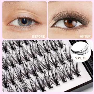 Dedila 8-20mm Available 200Pcs Handmade Natural long 20Roots Black Soft Individual False Eyelashes Cross Makeup Cluster Eyelashes Thickness 0.07mm D Curl Eye Lashes Extensions (22mm)