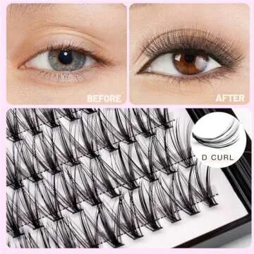 Dedila 8-20mm Available 200Pcs Handmade Natural long 20Roots Black Soft Individual False Eyelashes Cross Makeup Cluster Eyelashes Thickness 0.07mm D Curl Eye Lashes Extensions (22mm)