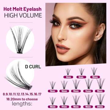 Dedila 8-20mm Available 200Pcs Handmade Natural long 20Roots Black Soft Individual False Eyelashes Cross Makeup Cluster Eyelashes Thickness 0.07mm D Curl Eye Lashes Extensions (22mm)