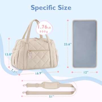 mommore Diaper Bag Tote Large Expandable Baby Travel Tote for 2 Kids Twins, Quilted Hospital Bag for Mom, Weekender