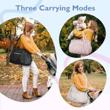 mommore Diaper Bag Tote Large Expandable Baby Travel Tote for 2 Kids Twins, Quilted Hospital Bag for Mom, Weekender