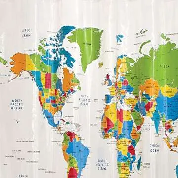Explore with the SKL Home World Map Shower Curtain 70x72