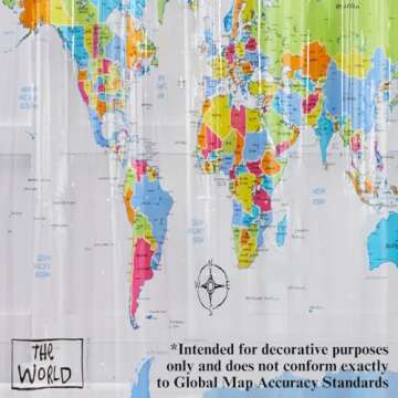 Explore with the SKL Home World Map Shower Curtain 70x72