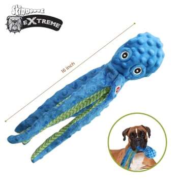 SPOT by Ethical Products Skinneeez Extreme Stuffless Dog Toy with Squeaker | Extra Strong Plush Tug of War Octopus Squeak Toy for Small and Large Dog Breeds | 16", 1-Pack