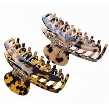 Stylish 3.5" Leopard Print Hair Claw Clips for Women - Durable & Chic Accessories