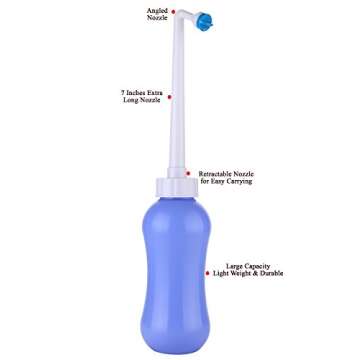 OneRose Portable Bidet Sprayer, Peri Bottle Postpartum, Personal Travel Bidet Bottle, Handheld Perineal Bottle, 15.2 Ounces Large Capacity Yet Lightweight