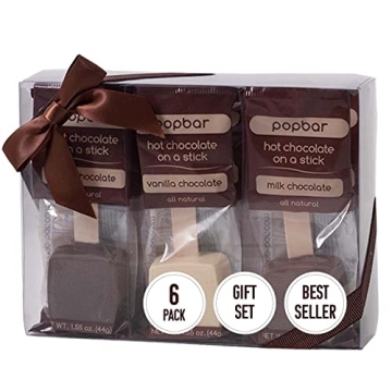 Popbar - Hot Chocolate Sticks - 6 Pack Variety Gift Pack Set Kit- 2 Dark, 2 Milk & 2 Vanilla White. ...