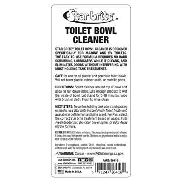 STAR BRITE Toilet Bowl Cleaner for Boat, RV - Removes Stains, Fresh Scent 16oz (086416)