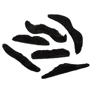 Black Fake Mustaches Pack of 12 for Costumes